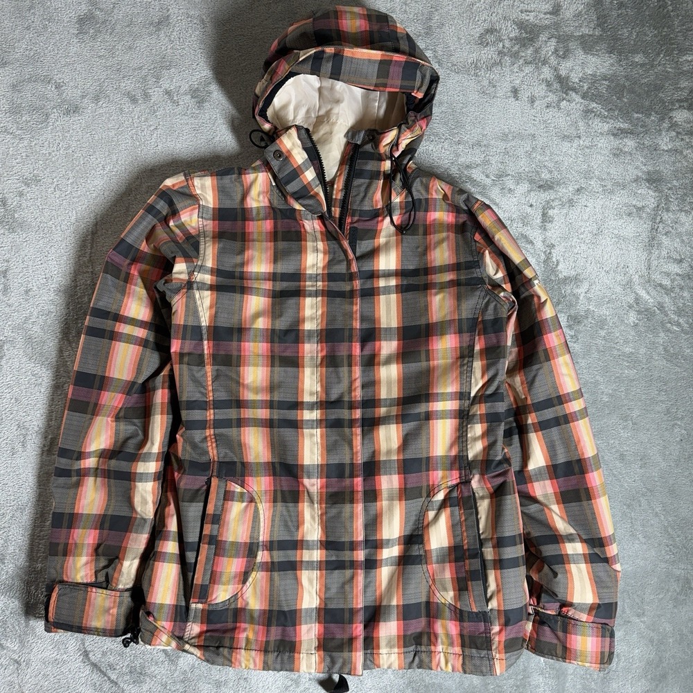 Roxy Women's Coat 5k Size Large Snowboarding White Pink Plaid